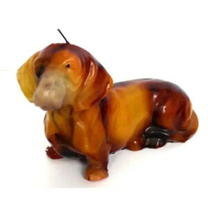 Vintage Brown Wax Candle Dachshund Dog Figurine Pet